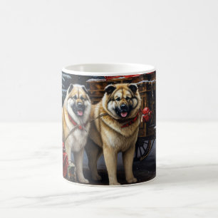 Caneca De Café American Akita Snowy Sleigh Passear Decência de Na