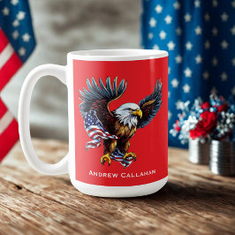 Caneca De Café American Bald Eagle Patriotic USA Flag 4 de julho