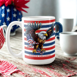 Caneca De Café American Bald Eagle Patriotic USA Flag 4 de julho