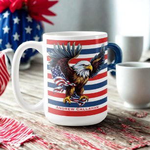 Caneca De Café American Bald Eagle Patriotic USA Flag 4 de julho 