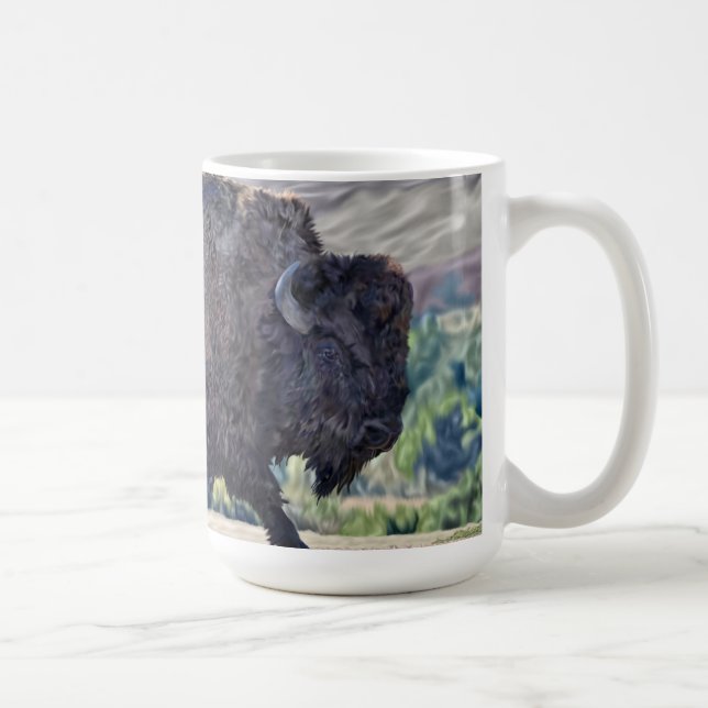 Caneca De Café American Bison Roaming no Grassland Setting (Direita)