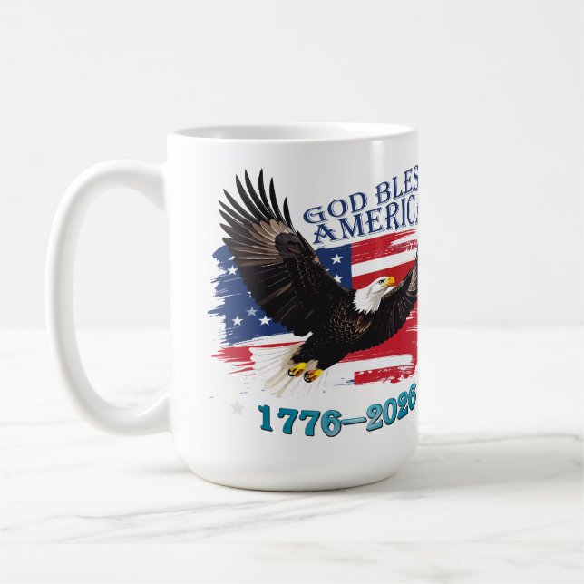Caneca De Café American Bold Eagle God Bless America 250 Years (Esquerda)