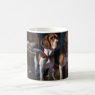 Caneca De Café American English Foxhound Snowy Sleigh Natal