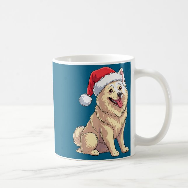 Caneca De Café American Eskimo Dog Christmas Santa Hat Pet Dog Lo (Direita)