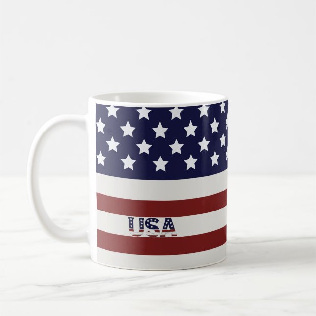 Caneca De Café American Flag American USA Pattern (Esquerda)