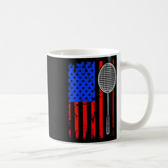 Caneca De Café American Flag Badminton  (Direita)