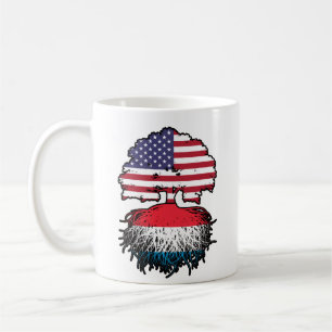 Caneca De Café American Flag Roots, EUA, Luxemburgo