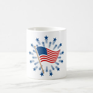Caneca De Café American Flag Starburst Fireworks 4 de julho