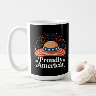 Caneca De Café American Flag Sunhat - Orgulhosamente Americano