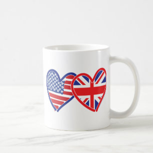 Caneca De Café American Flag Union Jack Flag Hearts