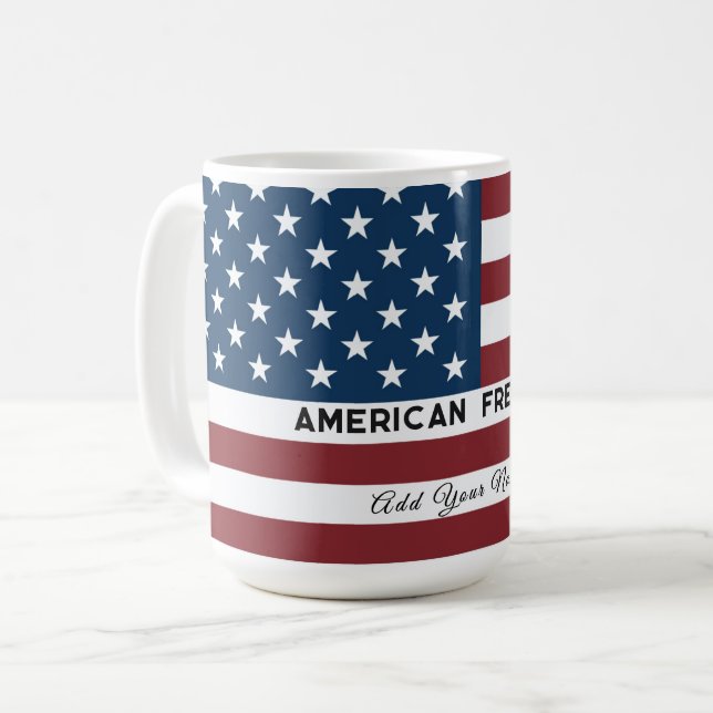 Caneca De Café American Freedom Personalized Name (Frente Esquerda)