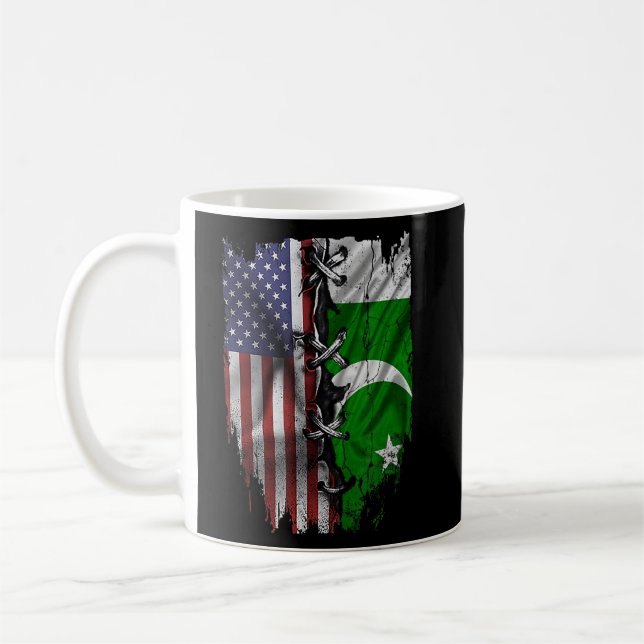 Caneca De Café American Groistani Pakistani Roots USA Flag (Esquerda)