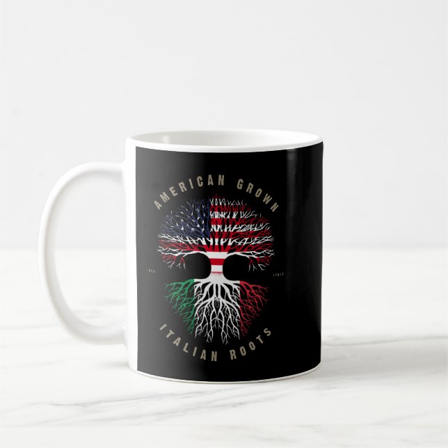 Caneca De Café American Grown Italian Roots Italy Flag Swea (Esquerda)