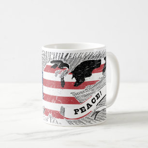 Caneca De Café American Peace Eagle EUA Flag Arte Patriótica