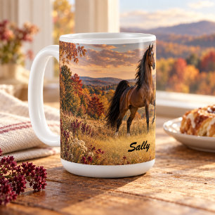 Caneca De Café American Saddlebred Baio Personalizado Outono Prad