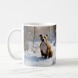 Caneca De Café American Staffordshire Deixe Nevar Natal