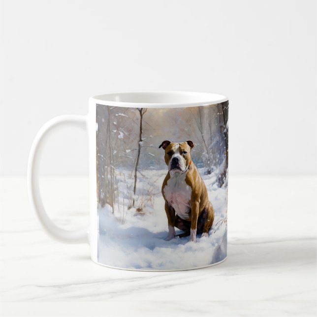 Caneca De Café American Staffordshire Deixe Nevar Natal (Esquerda)