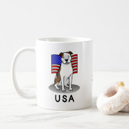 Caneca De Café American USA Flag Pit Bull (lt brindle white 3)
