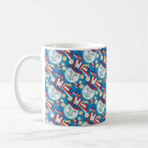 CANECA DE CAFÉ AMERICANA PATRIÓTICO DE ARTE FOLK NA LUA