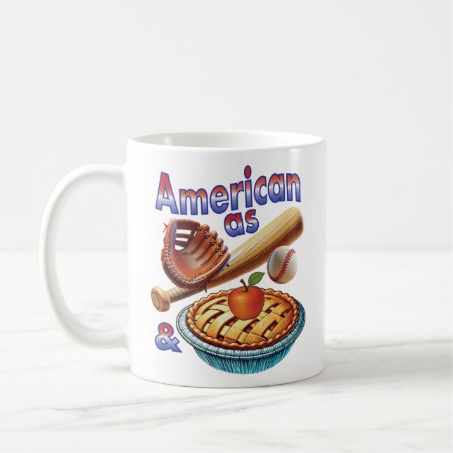 Caneca De Café Americano divertido como Beball e Apple Pie (Esquerda)