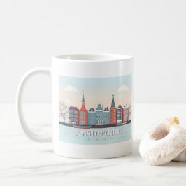 Caneca De Café Amesterdã Países Baixos Damrak Pastel Viagem Desig