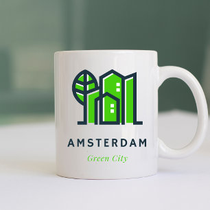 Caneca De Café Amesterdã Países Baixos Holanda Green City in