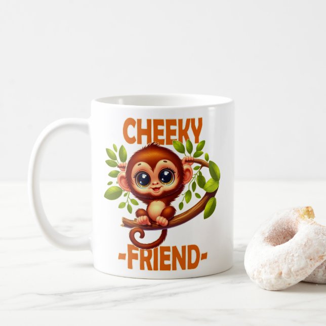 Caneca De Café Amigo Cheeky trocadilho Macaco-Bebê Bonito em um d (Com Donut)