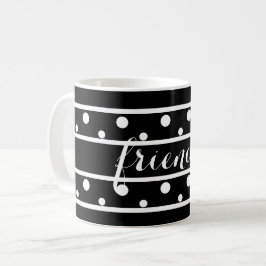 Caneca De Café Amigos Bolinhas brancas pretas