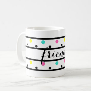 Caneca De Café Amigos Bolinhas Pretas