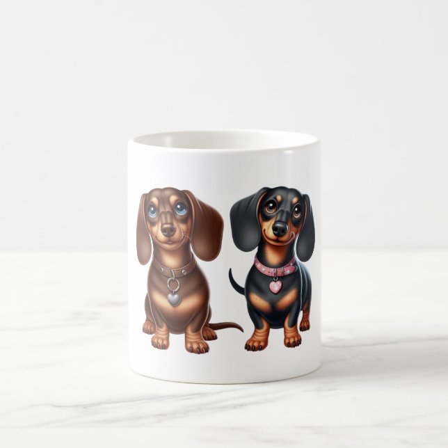 Caneca De Café Amigos bonitos de dachshund (Centro)