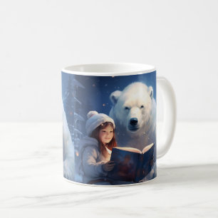 Caneca De Café Amigos bonitos - Urso Polar & Rapariga Lendo um Li