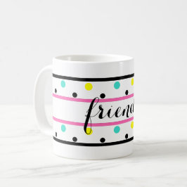 Caneca De Café Amigos Cor-de-rosa Bolinhas amarelas azuis