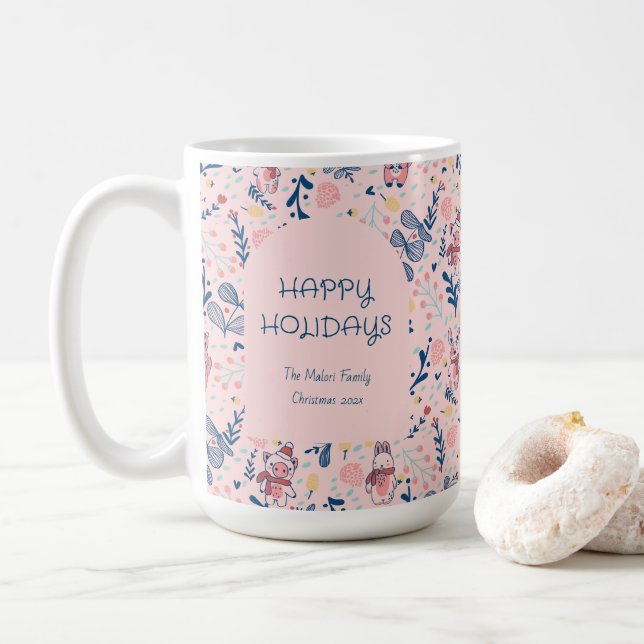 Caneca De Café Amigos da Floresta de Natal no Bosque de Inverno (Com Donut)