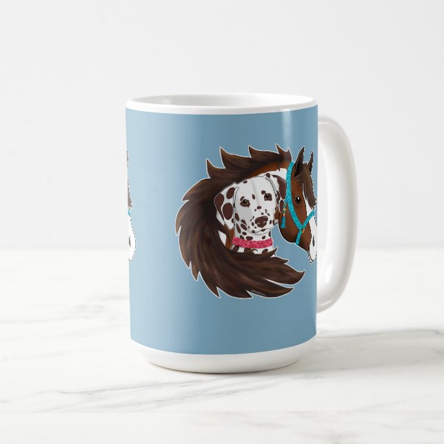 Caneca De Café Amigos Dálmata e Cavalo (Frente Esquerda)