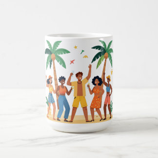 Caneca De Café Amigos de Festa Tropical na Praia Celebração de Ve
