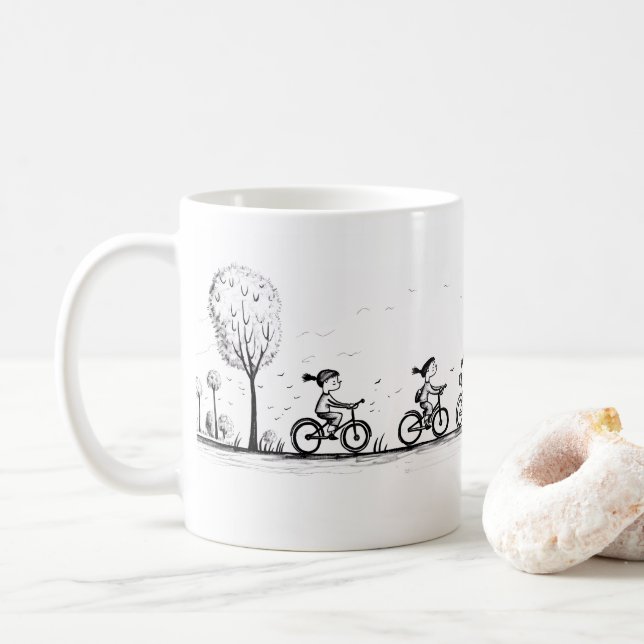 Caneca De Café Amigos E Bicicletas (Com Donut)