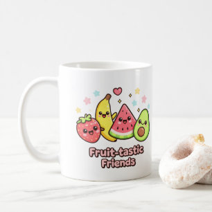 Caneca De Café Amigos Fruitásticos – Design de Frutas Kawaii Fofa