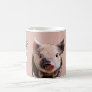 Caneca De Café "Amigos, não comida" vegan com piglet rosa fofo
