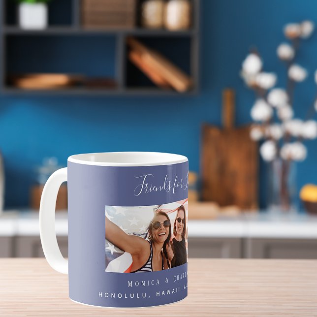Caneca De Café Amigos para nomes de fotos de vida azul (Criador carregado)