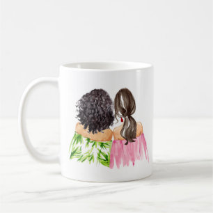 Caneca De Café Amigos para sempre presentes Cabelos pretos e Brun