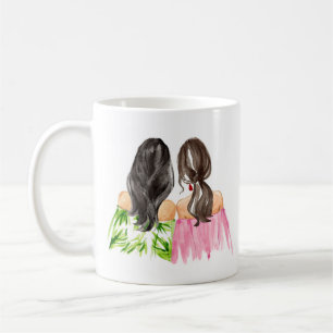 Caneca De Café Amigos para sempre presentes Cabelos pretos e Brun