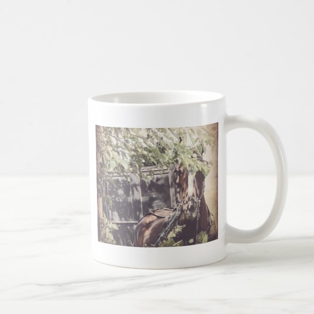 Caneca De Café Amish Horse e Buggy na Sombra (Direita)