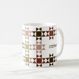 Caneca De Café Amish Quilt Neutral Cores Personalizadas