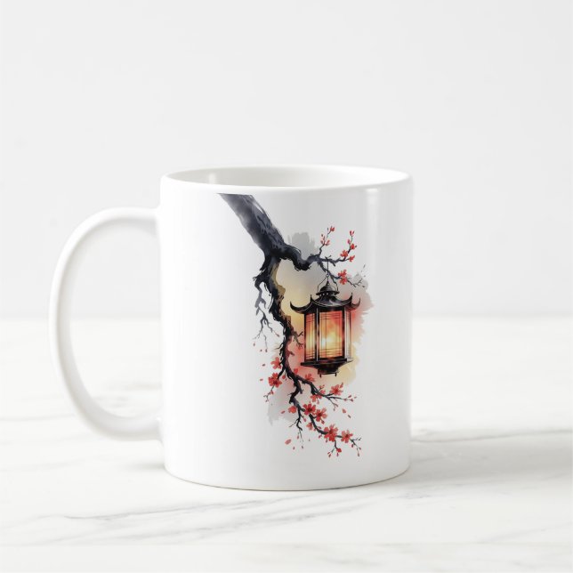 Caneca De Café Amita - Lanternas Gêmeas da Flor de Cerejeira (Esquerda)