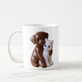 Caneca De Café Amizade entre Cachorro e Gato