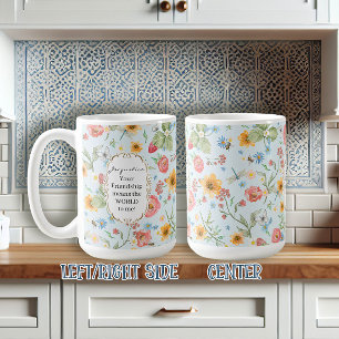 Caneca De Café Amizade Presente Água Borboleta Floral Azul
