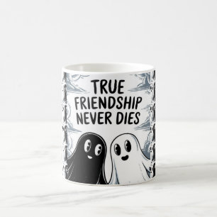 Caneca De Café Amizade Verdadeira Nunca Morre Fantasmas Segurando