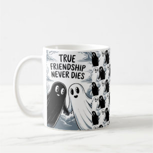 Caneca De Café Amizade Verdadeira Nunca Morre Fantasmas Segurando