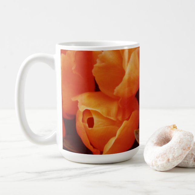 Caneca De Café Amma ~ Array of Orange Tulips (Com Donut)