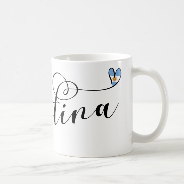 Caneca De Café Amo Argentina, Bandeira Argentina Heart (Direita)